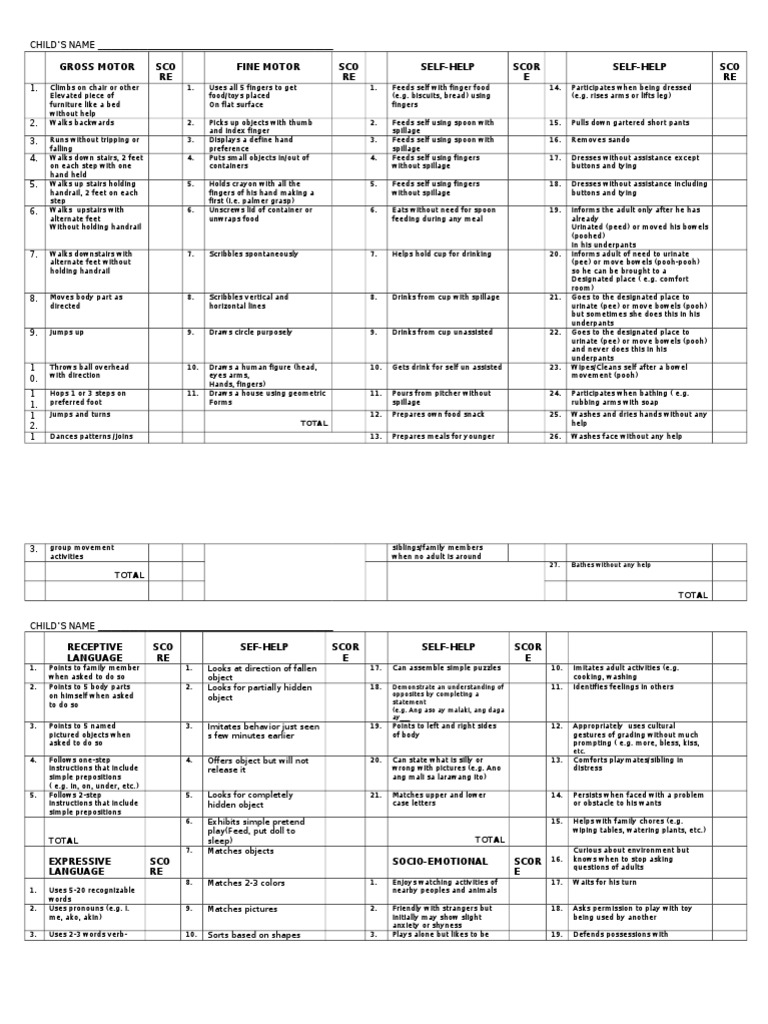 Child Development Assessment Scores | PDF | Stairs | Garden Features
