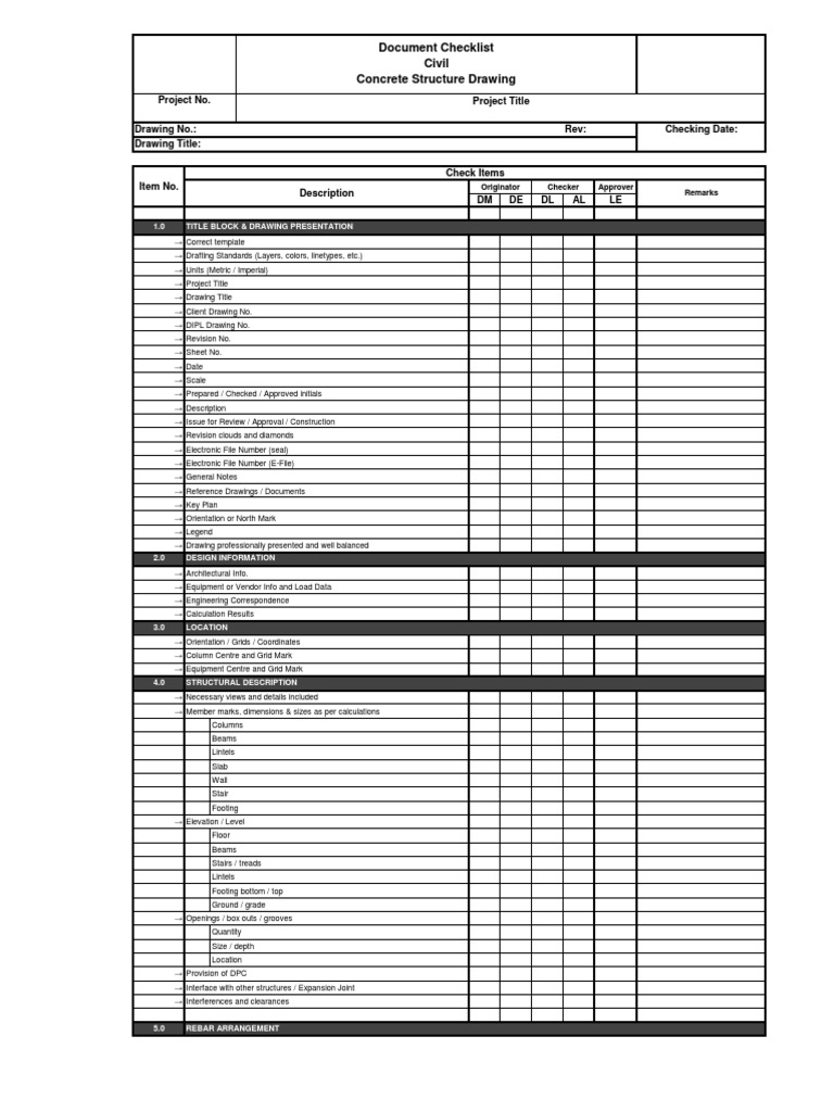 Checklist Concrete Structure Drawing Concrete Building Engineering