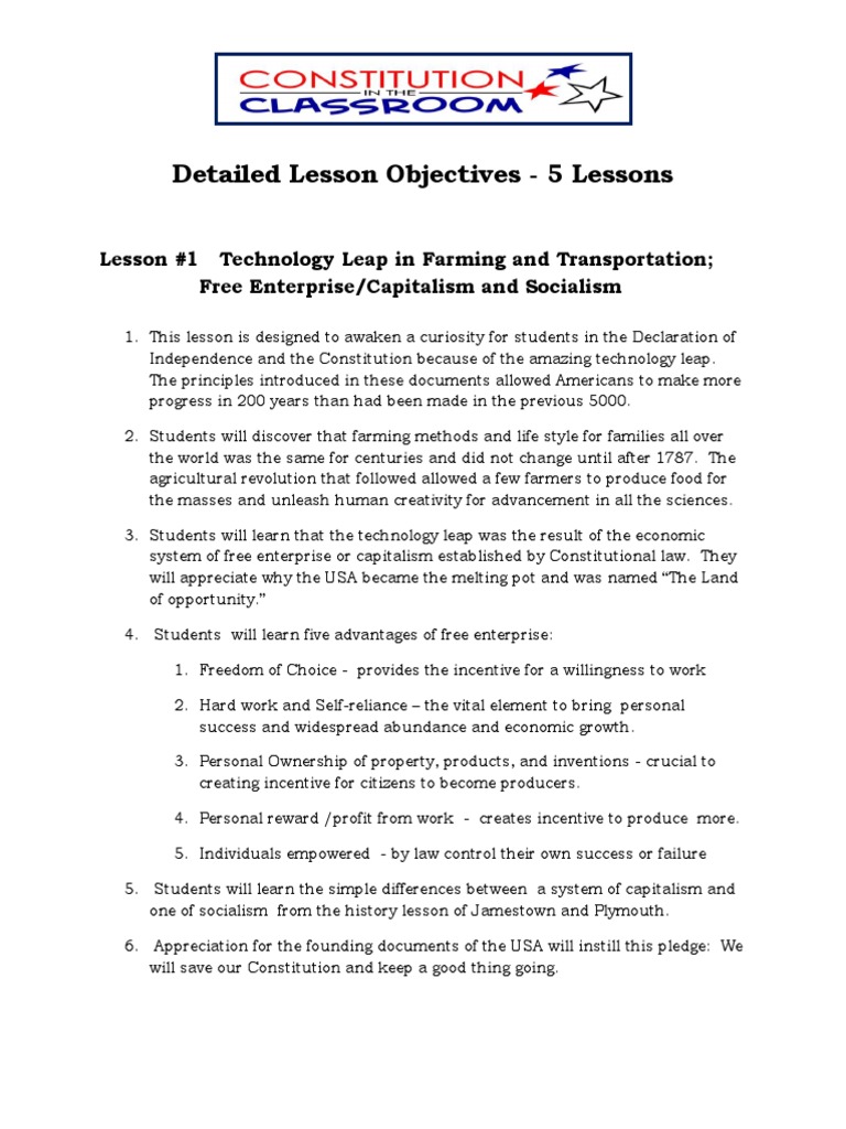11-1 Detailed Lesson Objectives - 5 Lessons | PDF | Life | United ...