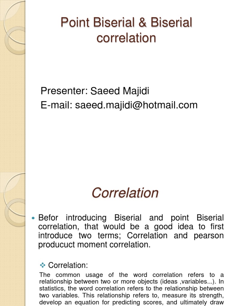Point Biserial And Biserial Correlation Correlation And Dependence Statistical Theory