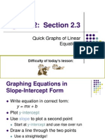 Algebra 2: Section 2.3: Quick Graphs of Linear Equations