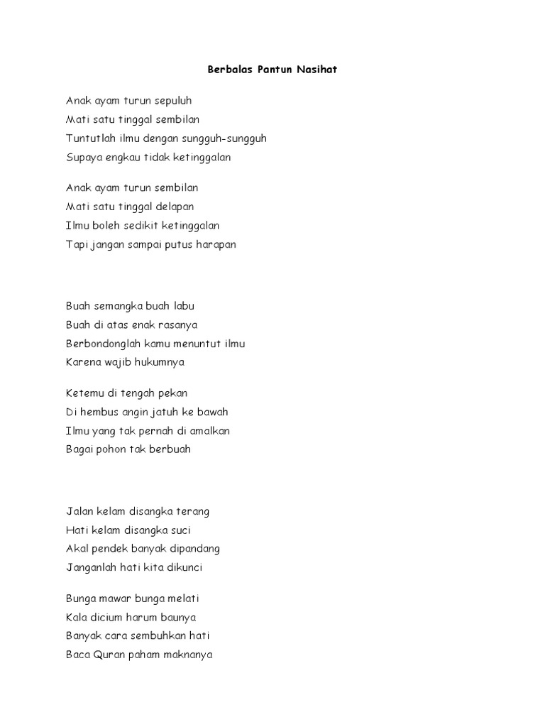 Berbalas Pantun Nasihat Pdf