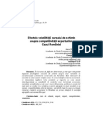 Efectele volatilităţii cursului de schimb
asupra competitivităţii exporturilor.