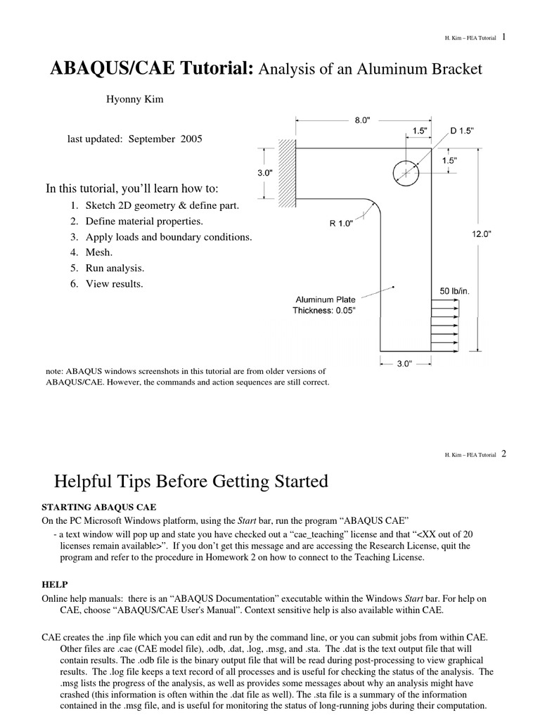 Abaqus Bracket Tutorial PDF Finite Element Method Elasticity