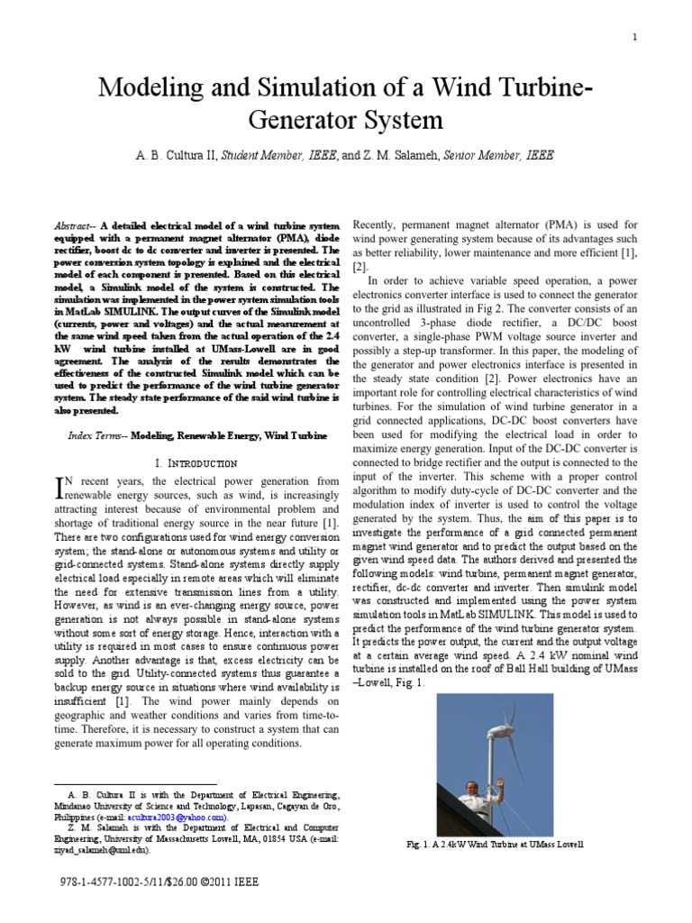 Modelling and Simulation: Wind Turbine Generator | PDF | Power Inverter ...