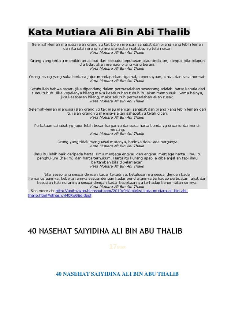 Kata Mutiara Ali Bin Abi Thalib Pdf