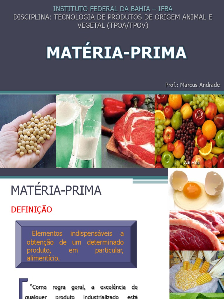 Aula 01 - Matéria-Prima | PDF | Carne | Alimentos