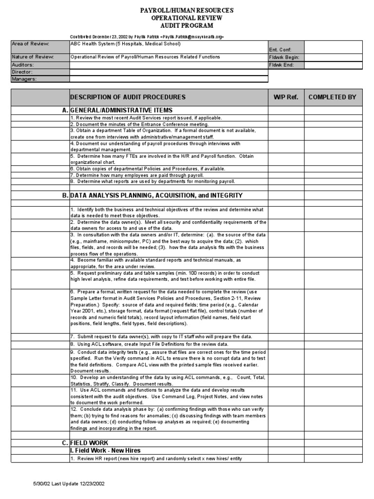 Payroll HR Operational Review Audit Guide | PDF | Payroll | Employment
