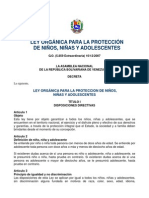 LEY ORGÁNICA PARA LA PROTECCIÓN
DE NIÑOS, NIÑAS Y ADOLESCENTES