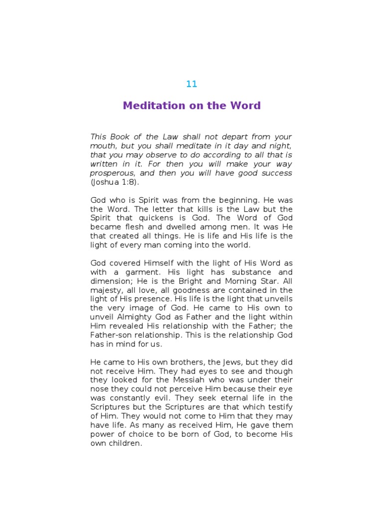 11 Meditating On The Word of God PDF Adam God