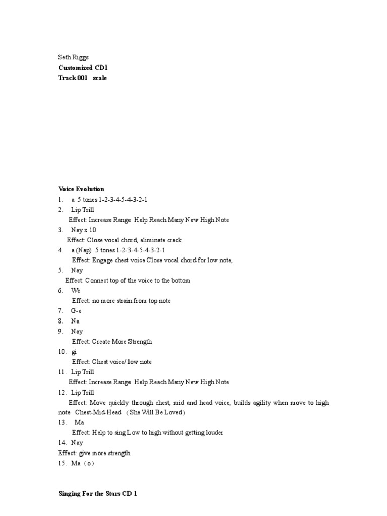 Seth Riggs Vocal Instruction Vowel PDF Human Throat Singing