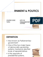 Government & Politics: Course Code: MTC 016 Topic: Parliamentary System
