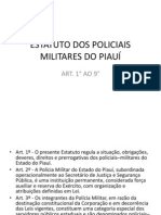 ESTATUTO DOS POLICIAIS MILITARES DO PIAUÍ Art. 1 A 9