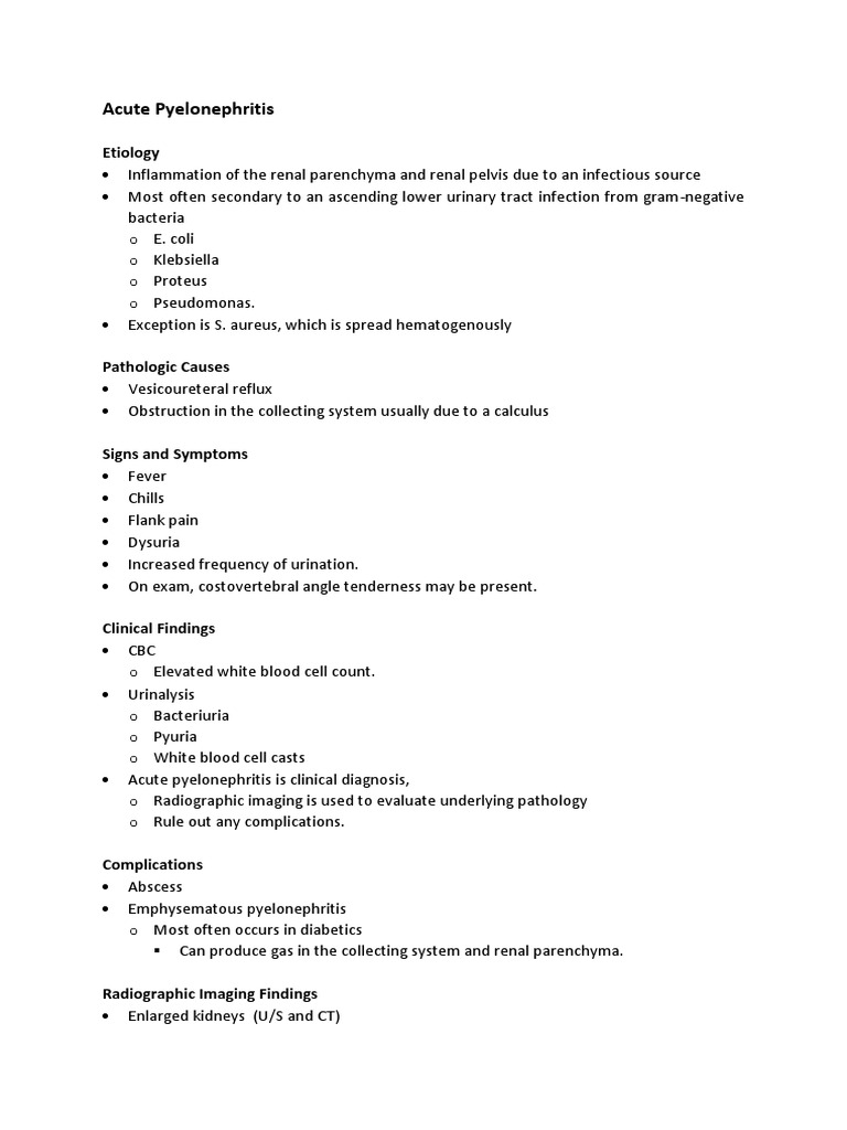 Acute Pyelonephritis Overview | PDF | Wellness | Science & Mathematics