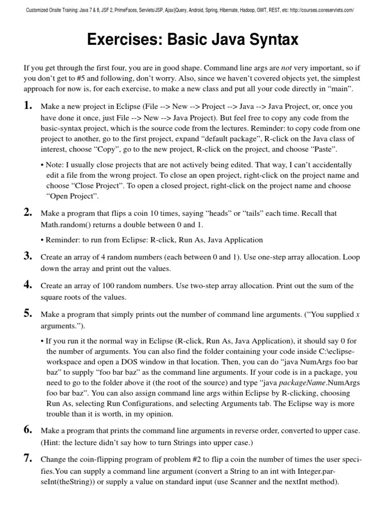 Exercises Basic Syntax PDF | PDF | Parameter (Computer Programming ...
