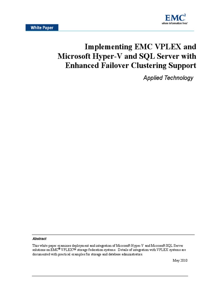 h7116 Vplex Hyper V SQL WP | PDF | Hyper V | Computer Cluster