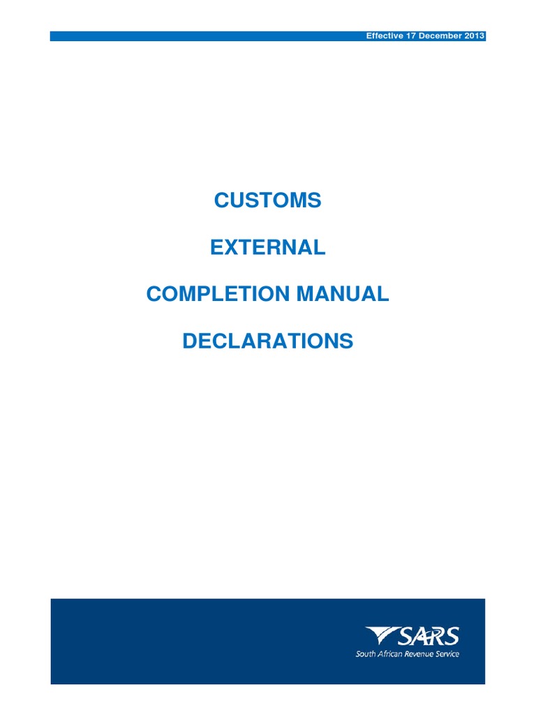 South Africa Customs Declaration Manual | PDF | Invoice | Customs