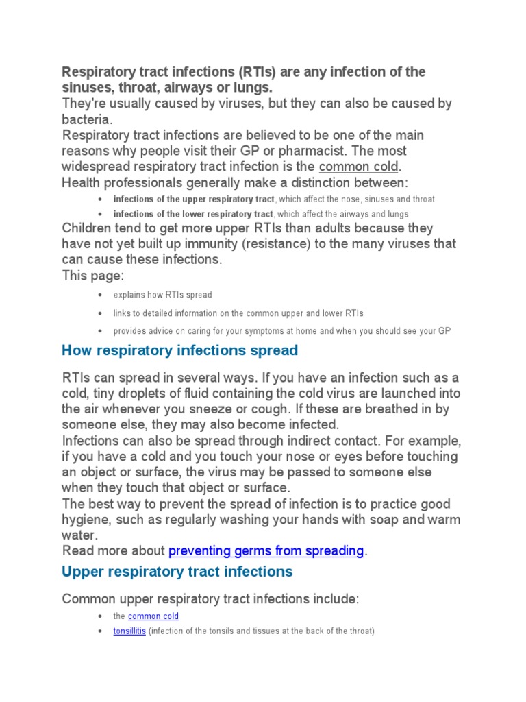 Understanding Respiratory Tract Infections | PDF | Common Cold ...