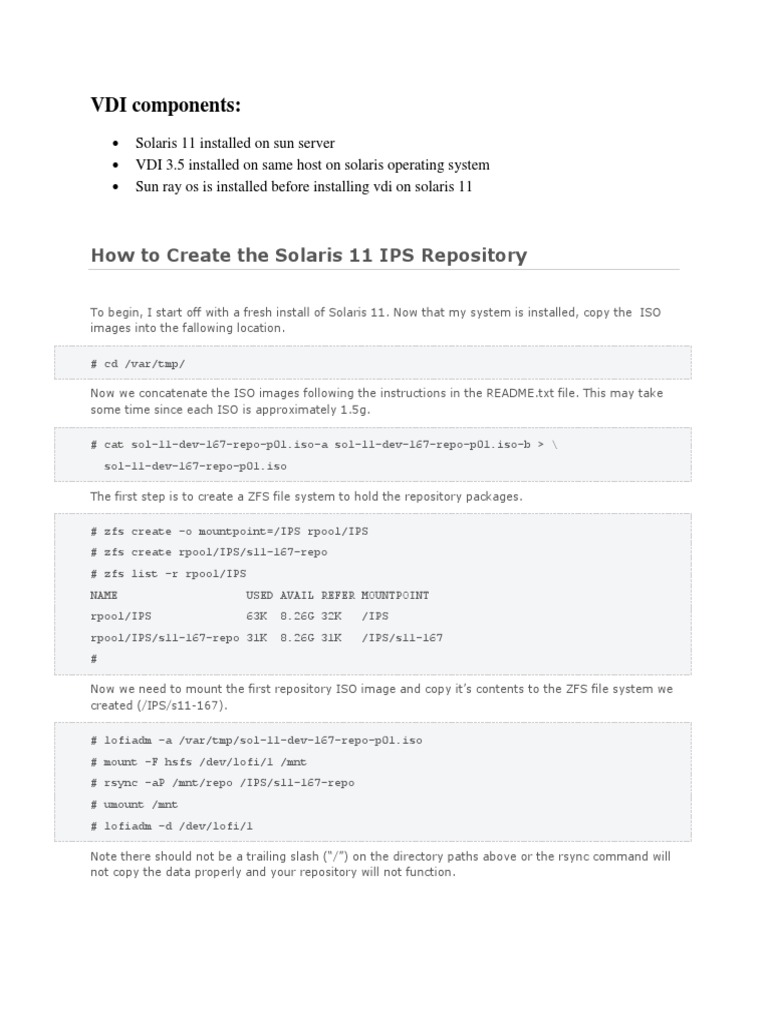 VDI Components How To Create The Solaris 11 IPS Repository PDF
