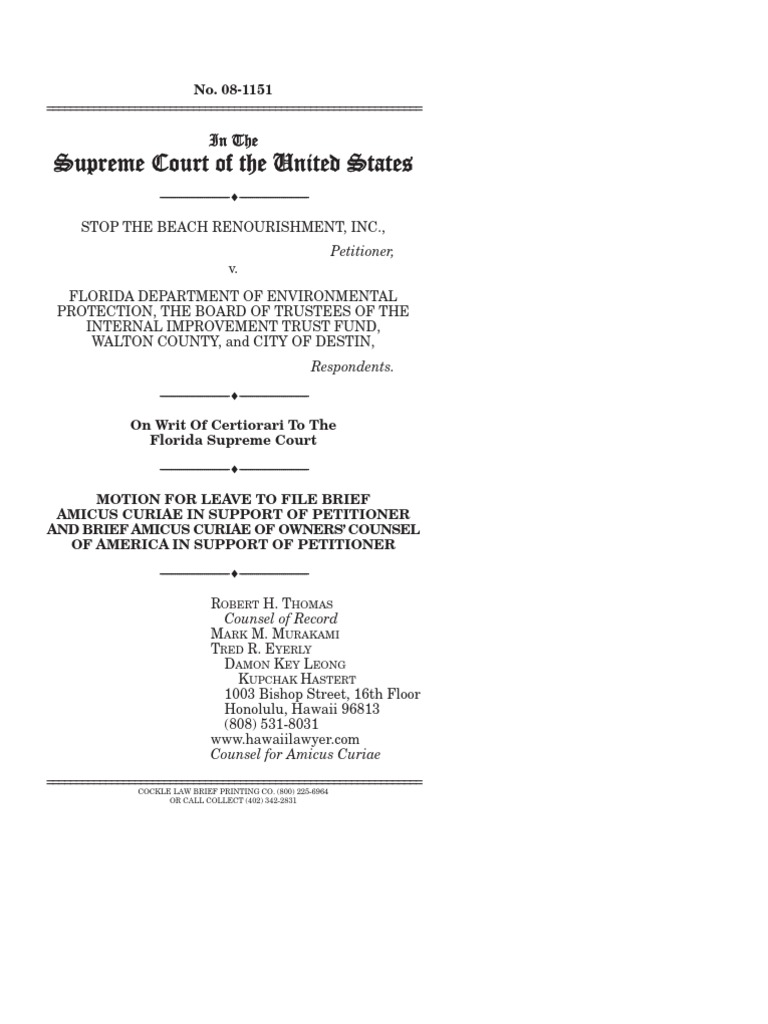 Amicus Curiae Brief in Beach Case | PDF | U.S. State | Fourteenth ...