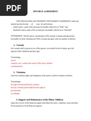 Divorce Agreement