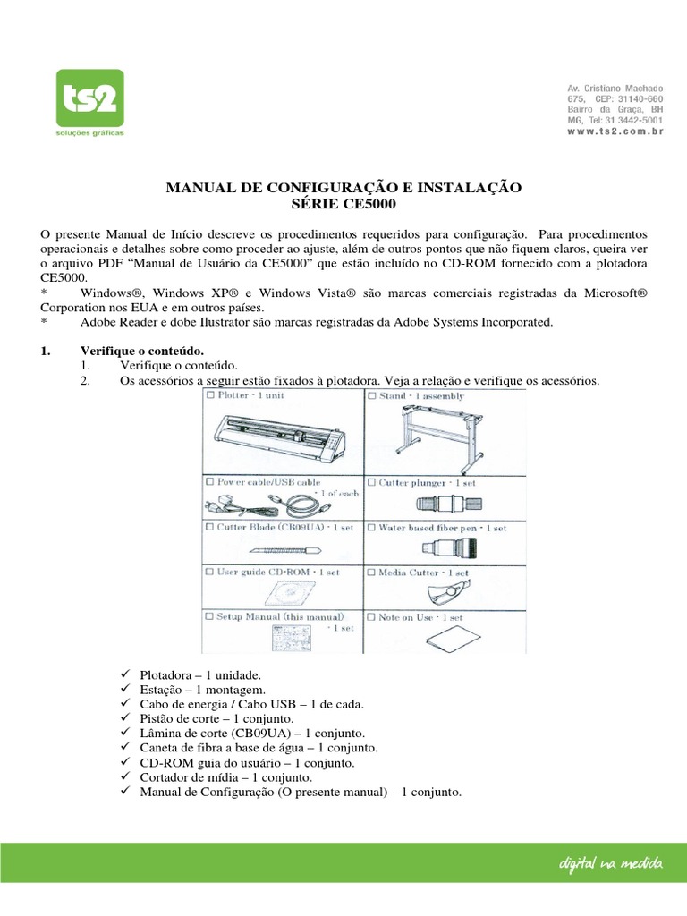 Manual de Instalacao Plotter de Recorte Graphtec CE5000 | PDF ...