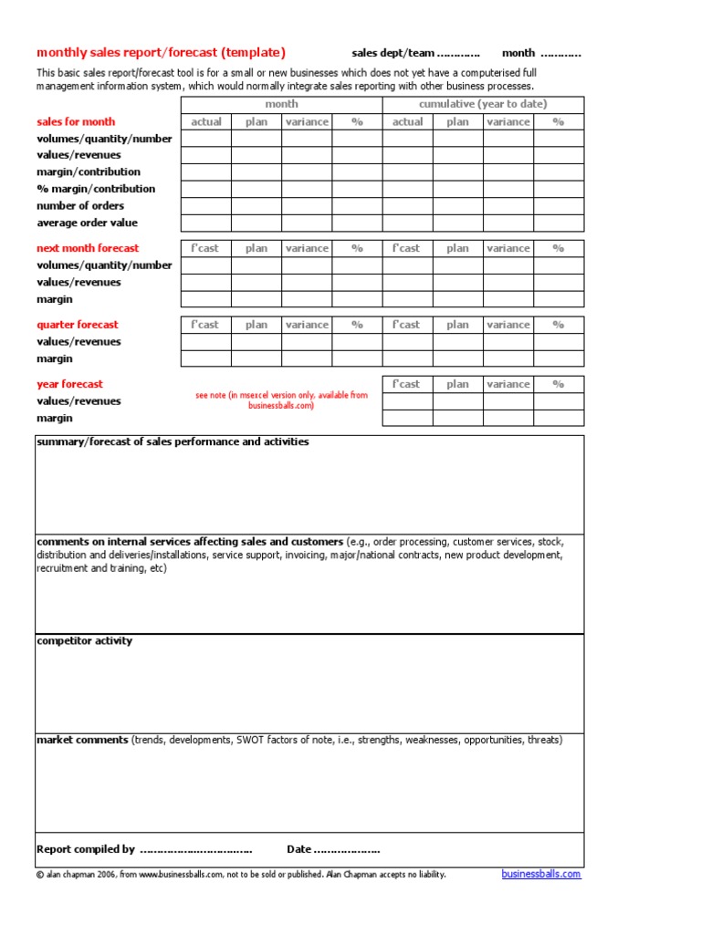 Monthly Sales Report Template | PDF | Business