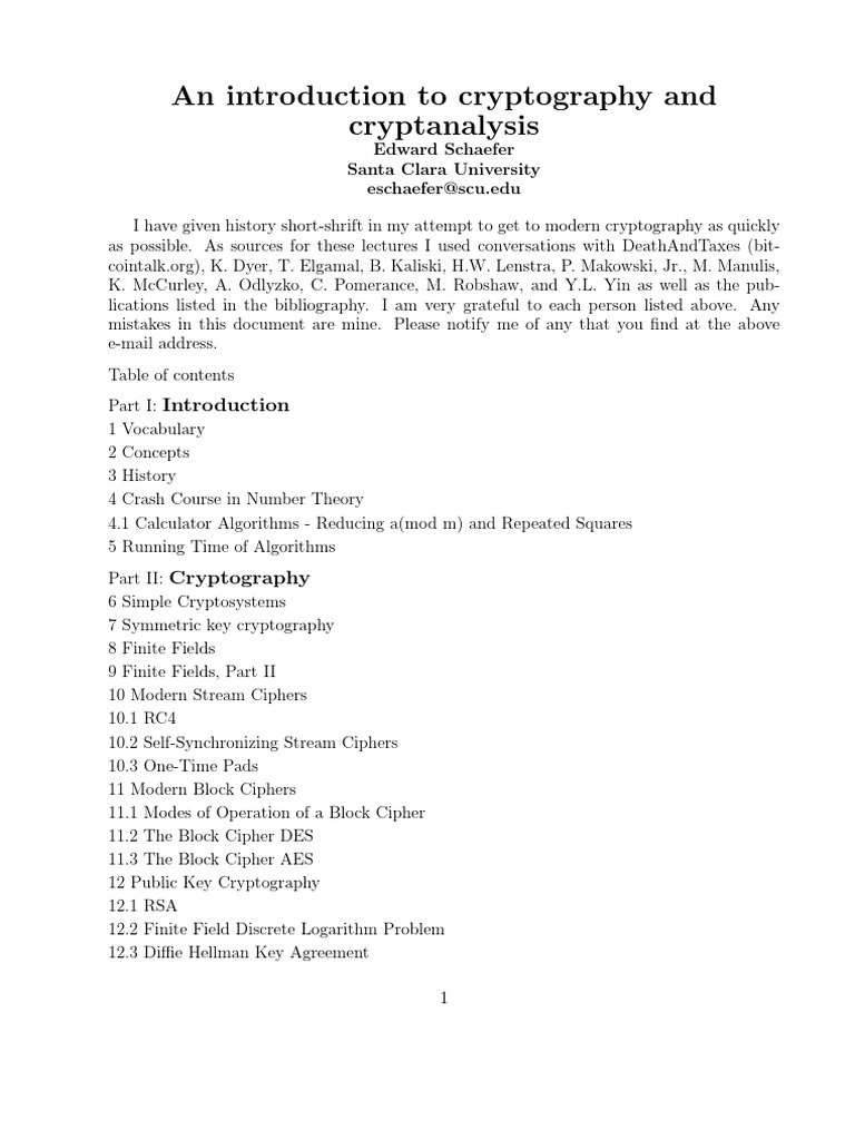 Cryptography and Cryptanalysis | PDF | Computers | Technology & Engineering