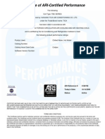 Certificate of ARI-Certified Performance: ARI Reference #: Today's Date: Status: 3186785 10/16/2008 Active