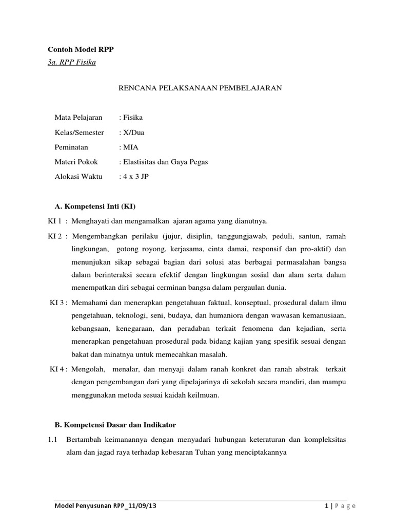 Contoh Model RPP | PDF | Sains & Matematika | Teknologi & Rekayasa