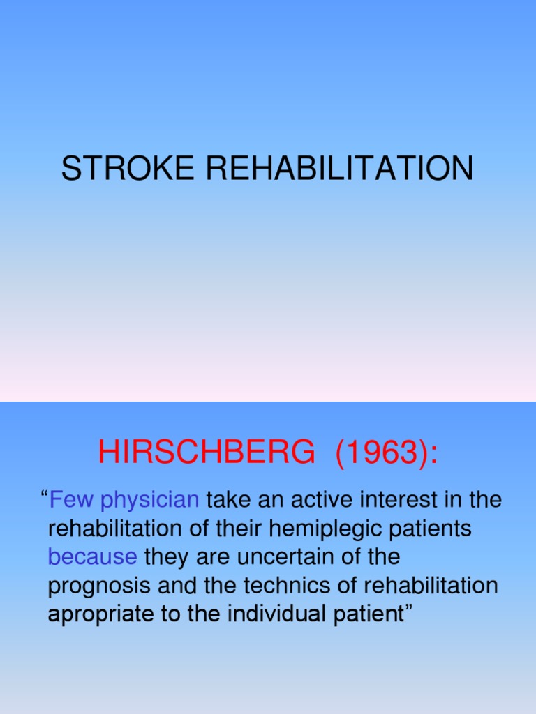 Stroke Rehabilitation | PDF