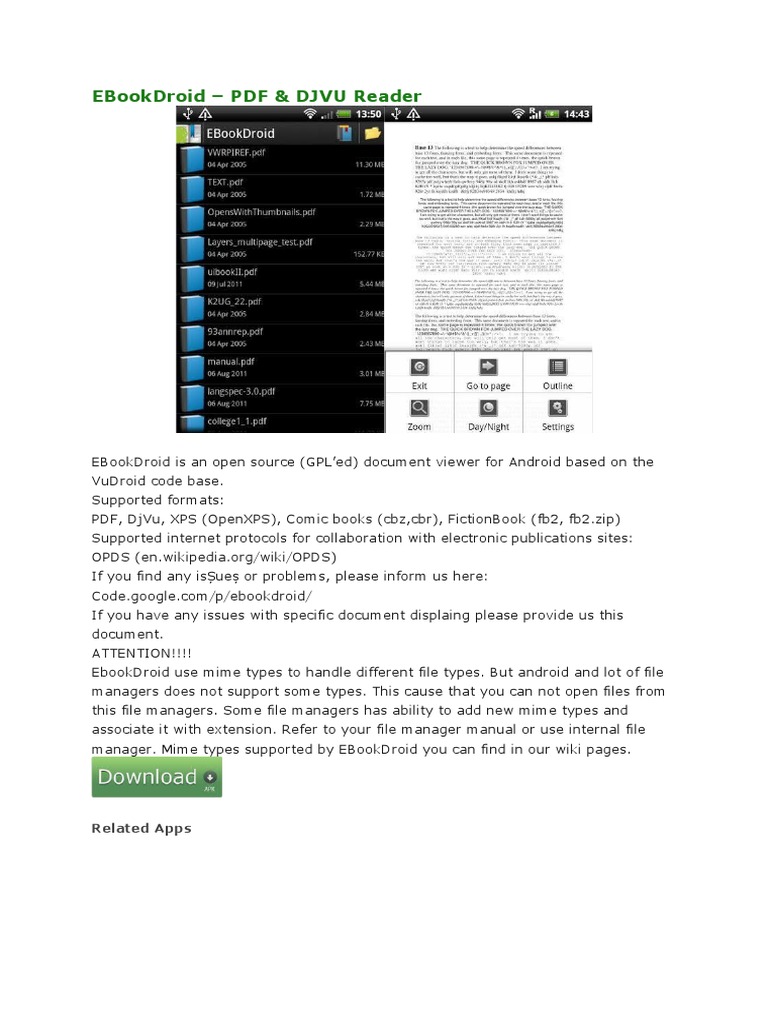 Ebookdroid - PDF & Djvu Reader: Related Apps | PDF
