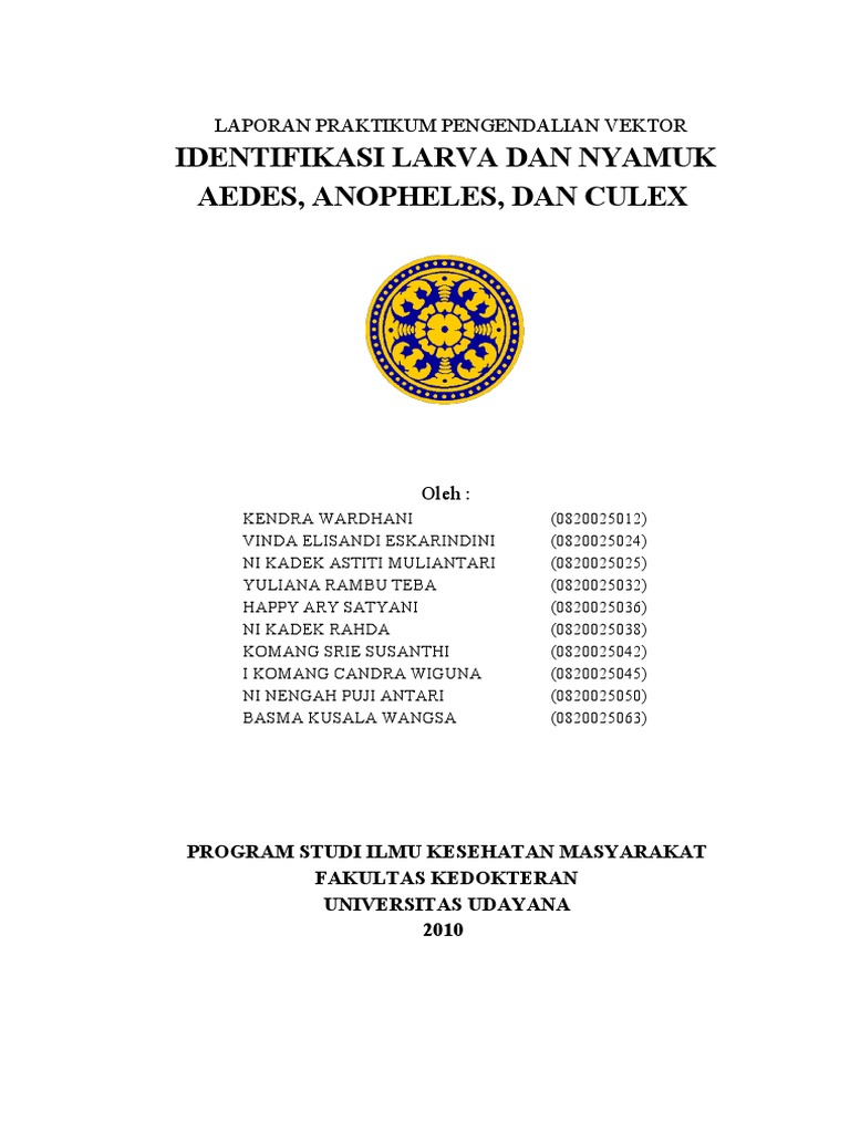 Laporan Praktikum Identifikasi Nyamuk