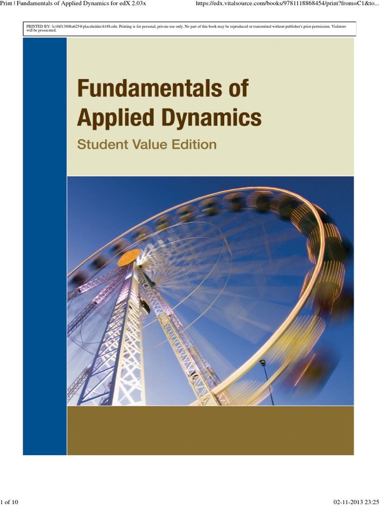 Fundamentals of Applied Dynamics for edX | PDF | Computing And ...