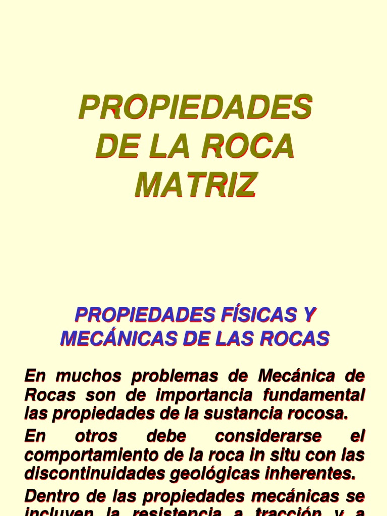 Propiedades de La Roca Matriz | PDF | Elasticidad (Física ...