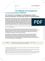 Guidelines On The Diagnosis and Management of Pulmonary Embolism