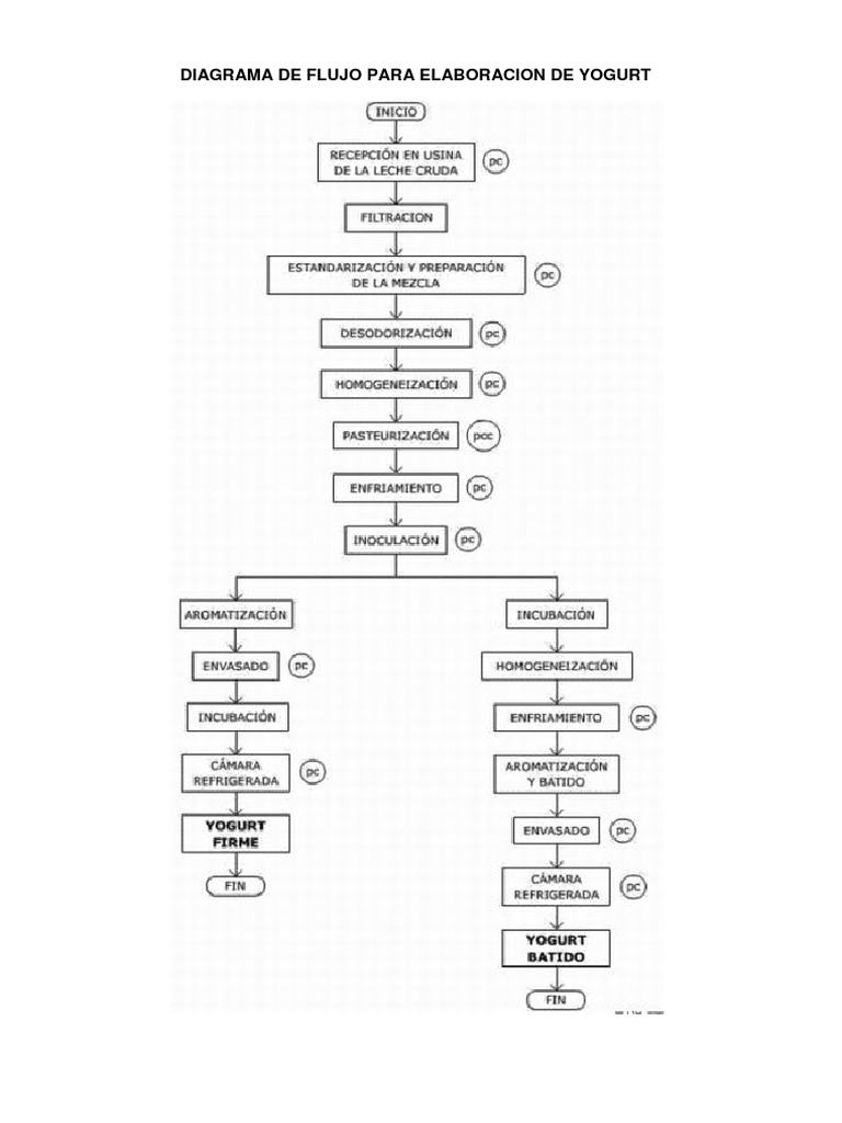 Diagrama de Flujo Para Elaboracion de Yogurt Yogur Leche