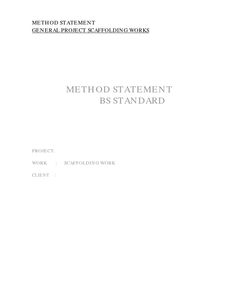 General Scaffolding Method Statement | PDF | Scaffolding | Equipment