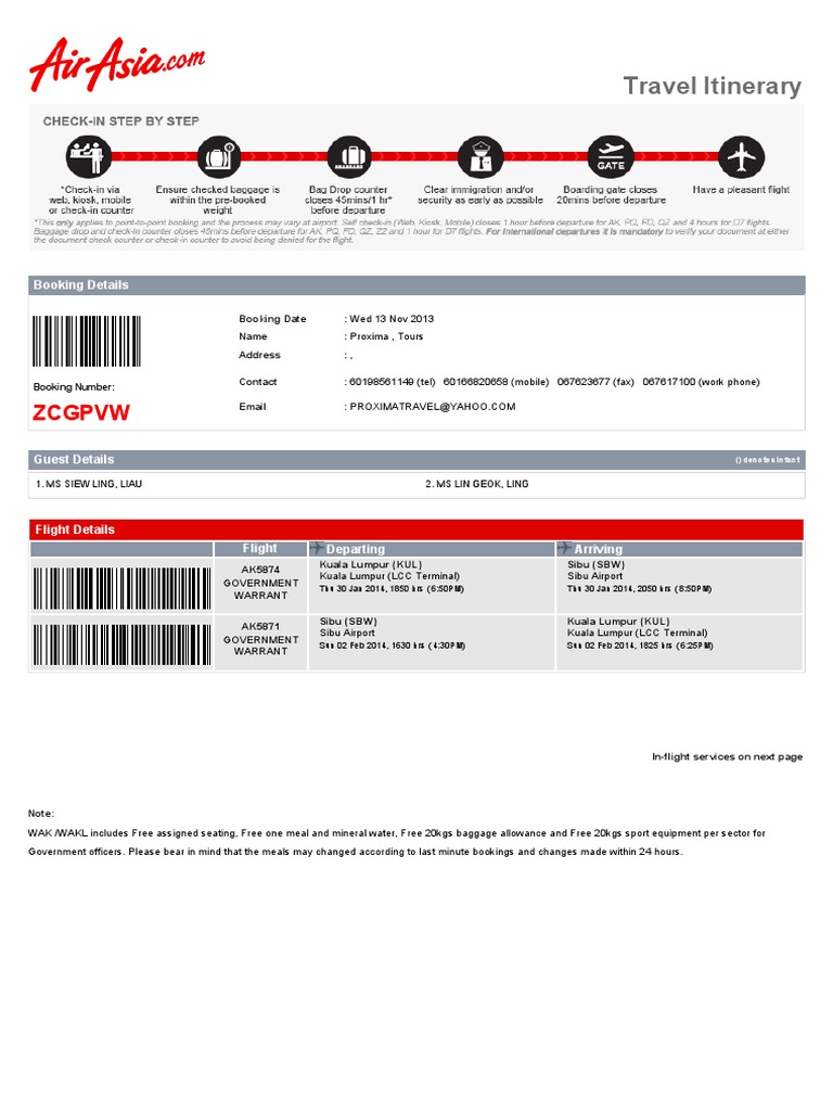contoh tiket travel pdf