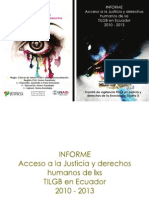 Informe Del Acceso A La Justicia y Derechos Humanos de Los Tilgb Glbti Lgbti Orientacic3b3n Sexual e Identidad de Gc3a9nero en El Ecuador 2010 Al 2013