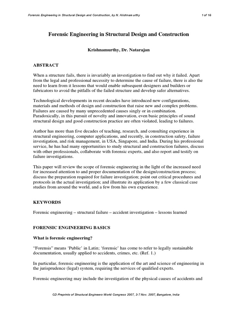Forensic Engineering | PDF | Structural Engineering | Engineering