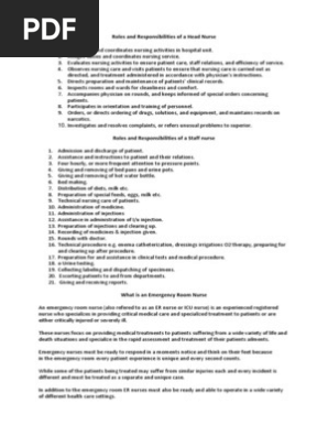 Roles and Responsibilities of a Head Nurse