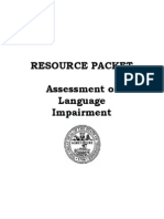 Assessment of Language Impairment Worksheet