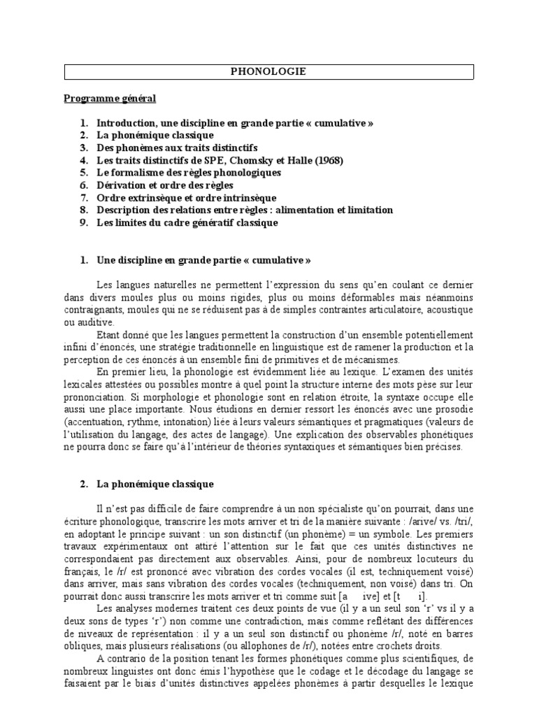 Introduction à la phonologie générative | PDF | Syllabe | Phonologie