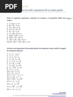 Esercizi Sulle Equazioni Di Secondo Grado