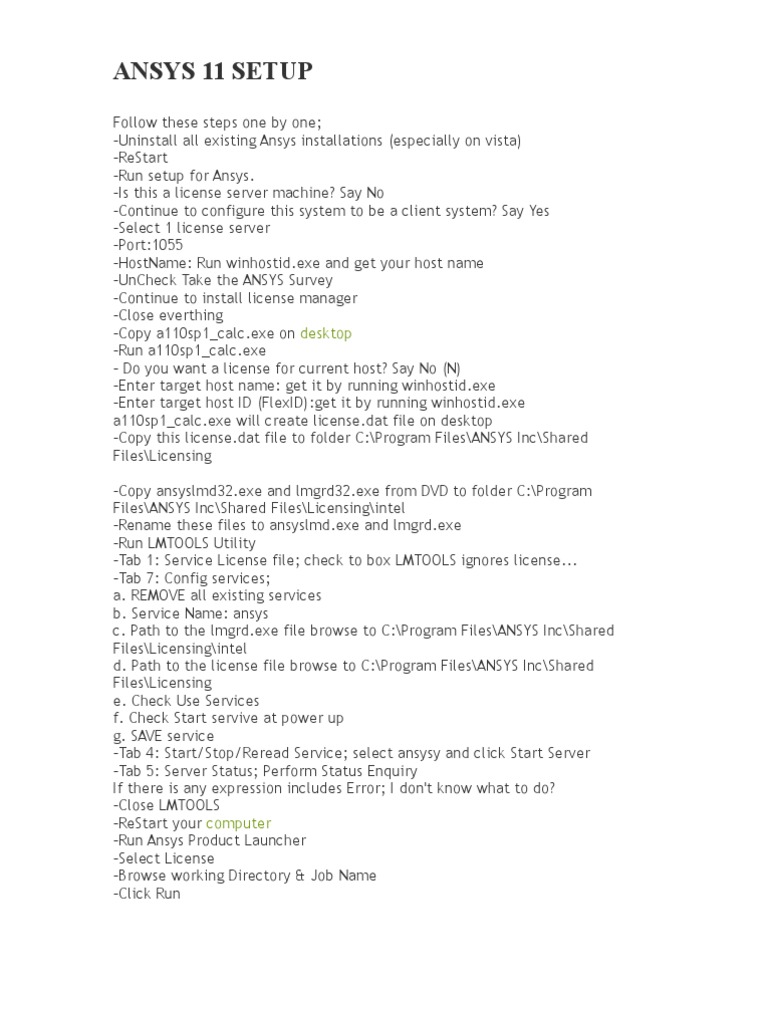 ANSYS 11 Installation Guide for Vista | PDF | Windows Vista | Computer File