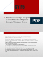 Biology F5: Importance of Having A Transport System in Some Multicellular Organisms Concept of Circulatory System