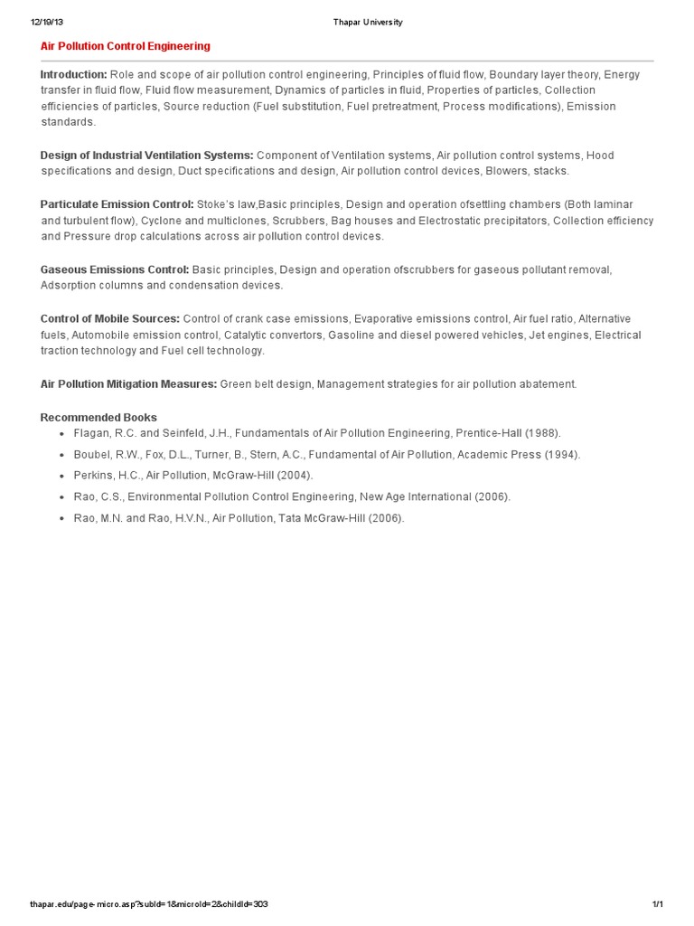 Air Pollution Control Engineering - 