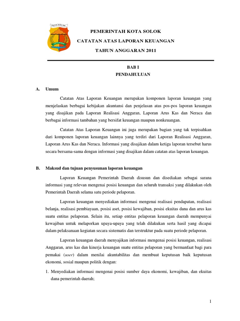 Catatan Atas Laporan Keuangan