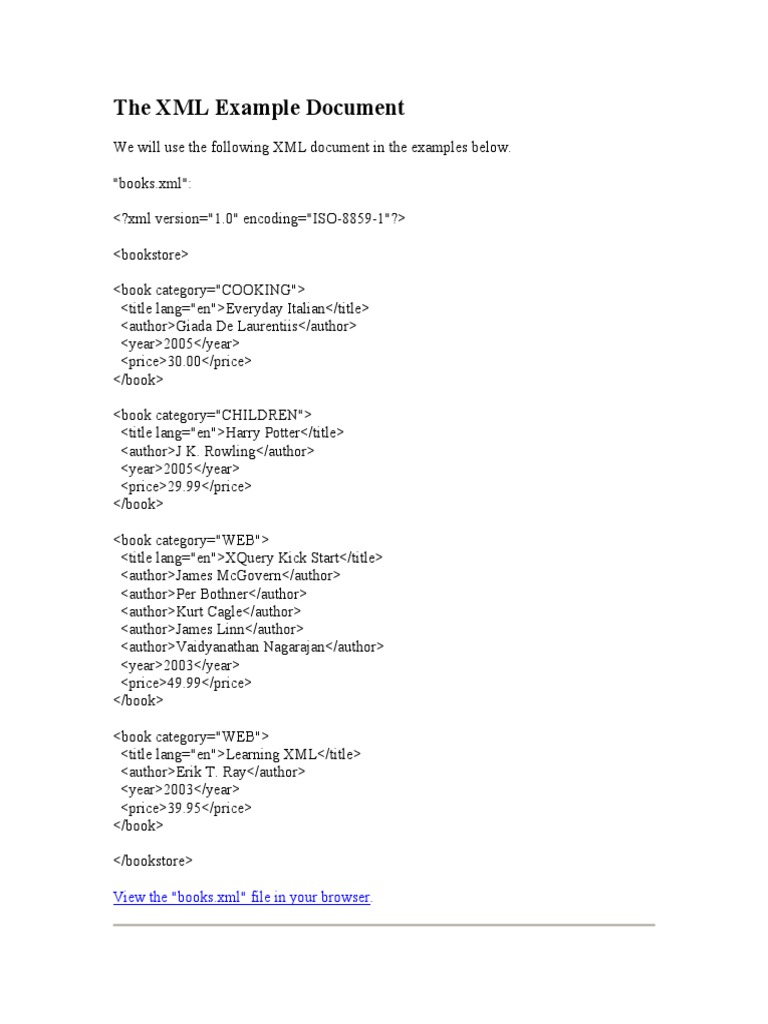 The XML Example Document: View The 